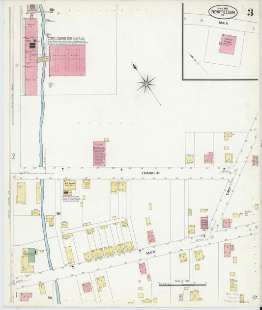 Sanborn Fire Insurance Map from New Freedom, York County, Pennsylvania (1908), Sheet #0003 - Historic Sanborn Fire Insurance Map Print, vintage old map wall art, antique decor, genealogy gift, Pennsylvania Pennsylvania map
