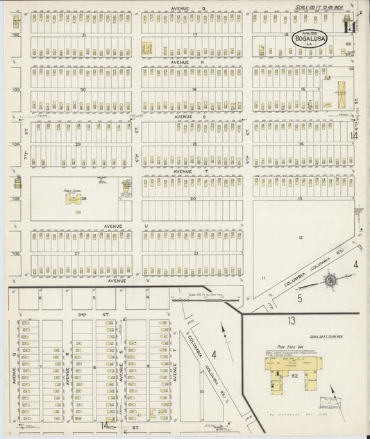 Sanborn Fire Insurance Map from Bogalusa, Washington Parish, Louisiana (1915), Sheet #0014 - Historic Sanborn Fire Insurance Map Print, vintage old map wall art, antique decor, genealogy gift, Louisiana Louisiana map