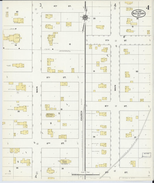 Sanborn Fire Insurance Map from Necedah, Juneau County, Wisconsin (1909), Sheet #0004 - Historic Sanborn Fire Insurance Map Print, vintage old map wall art, antique decor, genealogy gift, Wisconsin Wisconsin map