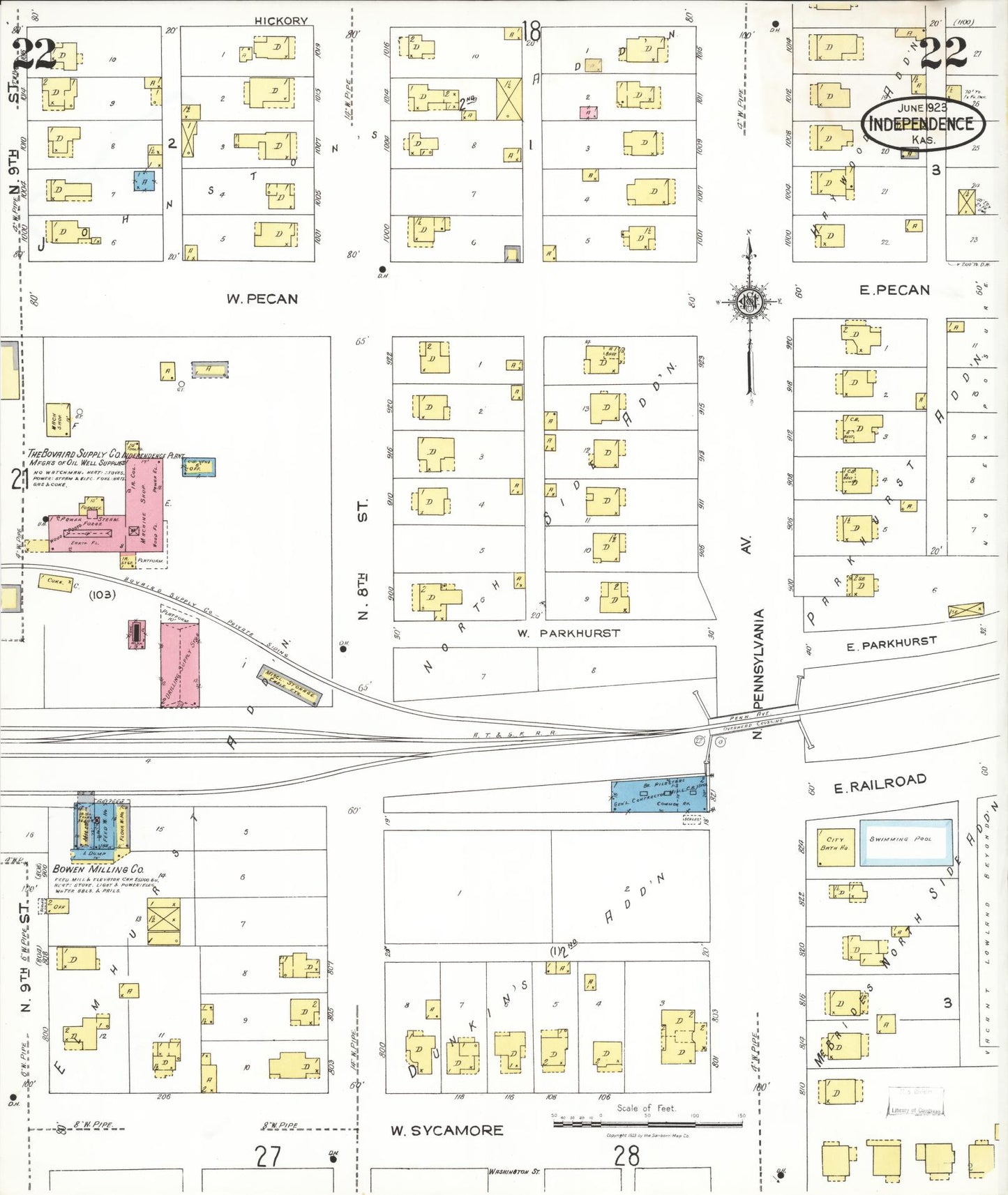 Sanborn Fire Insurance Map from Independence, Montgomery County, Kansas (1923), Sheet #0023 - Complete Map Set gallery image, historic Sanborn map, vintage wall art, Kansas Kansas