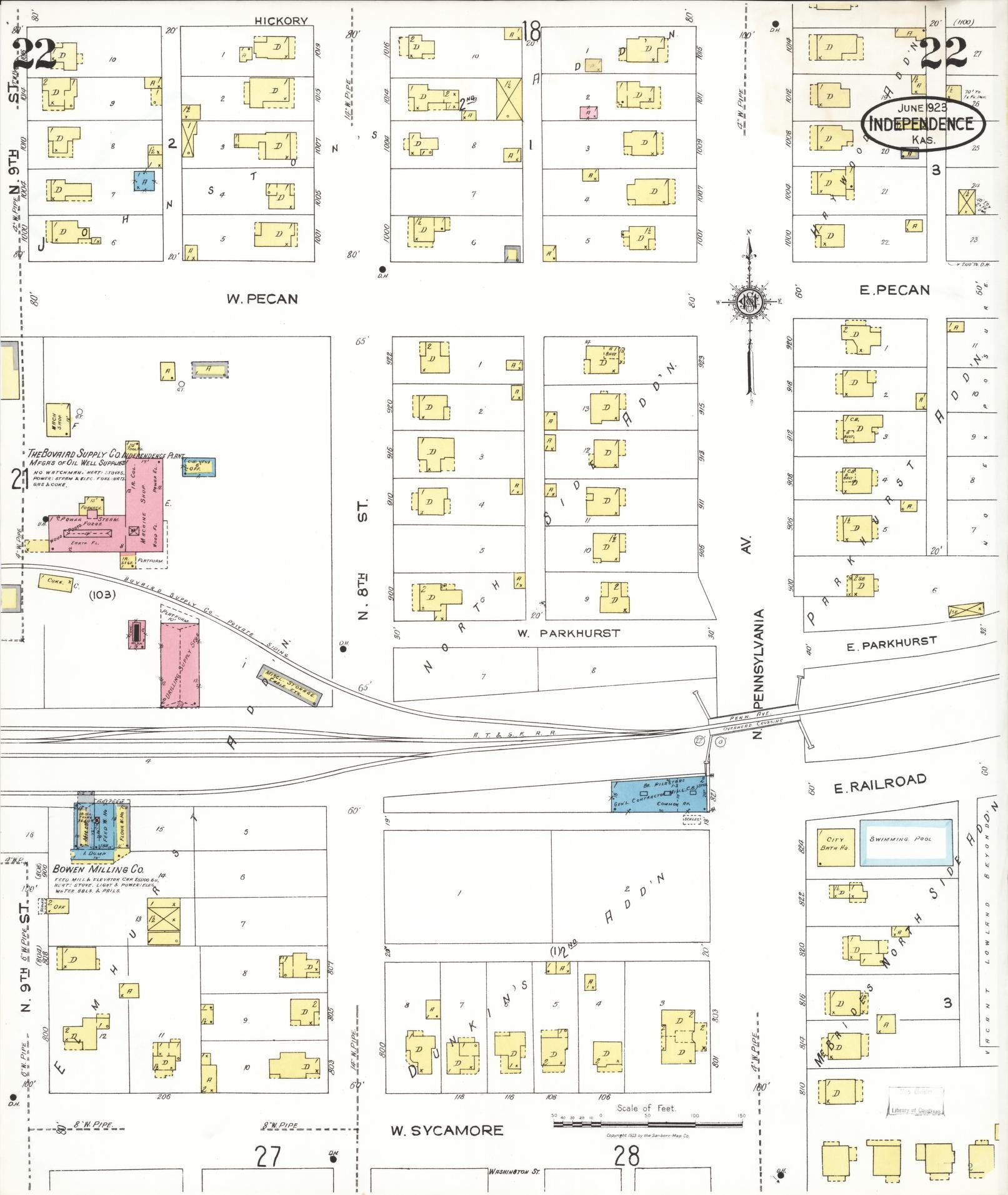 Sanborn Fire Insurance Map from Independence, Montgomery County, Kansas (1923), Sheet #0023 - Complete Map Set gallery image, historic Sanborn map, vintage wall art, Kansas Kansas