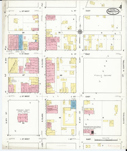 Sanborn Fire Insurance Map from Forest City, Winnebago County, Iowa (1916), Sheet #0004 - Historic Sanborn Fire Insurance Map Print, vintage old map wall art