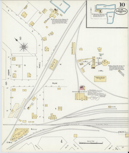 Sanborn Fire Insurance Map from Commerce, Hunt County, Texas (1906), Sheet #0010 - Complete Map Set gallery image, historic Sanborn map, vintage wall art, Texas Texas