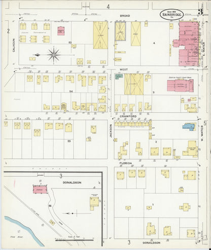 Sanborn Fire Insurance Map from Bainbridge, Decatur County, Georgia (1909), Sheet #0003 - Complete Map Set gallery image, historic Sanborn map, vintage wall art, Georgia Georgia