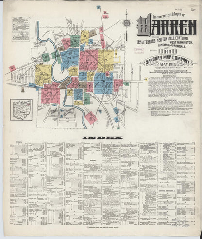 Sanborn Fire Insurance Map from Warren, Trumbull County, Ohio (1915), Sheet #0001 - Complete Map Set gallery image, historic Sanborn map, vintage wall art, Ohio Ohio