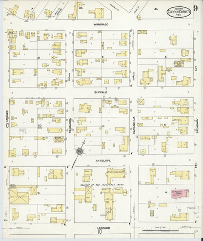 Sanborn Fire Insurance Map from Corpus Christi, Nueces County, Texas (1909), Sheet #0009 - Complete Map Set gallery image, historic Sanborn map, vintage wall art, Texas Texas