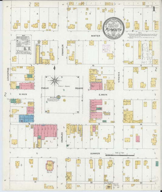 Sanborn Fire Insurance Map from Plymouth, Hancock County, Illinois (1906), Sheet #0001 - Complete Map Set gallery image, historic Sanborn map, vintage wall art, Illinois Illinois