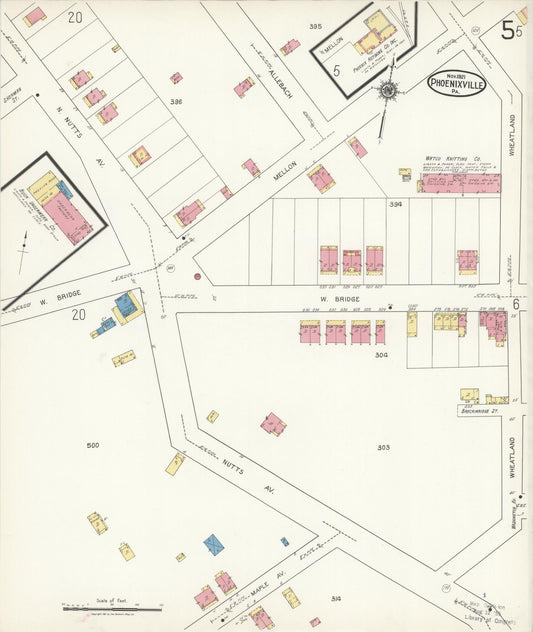Sanborn Fire Insurance Map from Phoenixville, Chester County, Pennsylvania (1921), Sheet #0005 - Historic Sanborn Fire Insurance Map Print, vintage old map wall art, antique decor, genealogy gift, Pennsylvania Pennsylvania map
