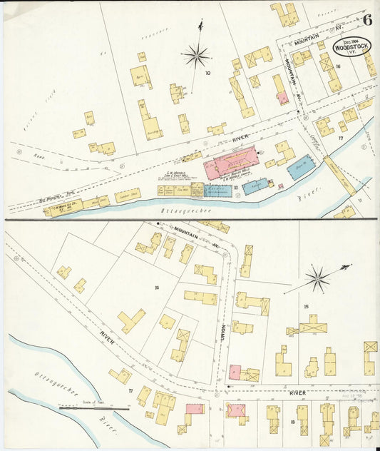 Sanborn Fire Insurance Map from Woodstock, Windsor County, Vermont (1904), Sheet #0006 - Historic Sanborn Fire Insurance Map Print, vintage old map wall art, antique decor, genealogy gift, Vermont Vermont map