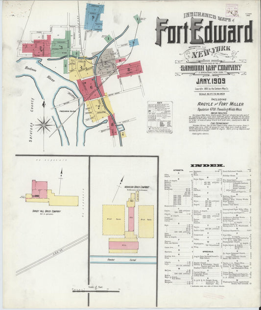 Sanborn Fire Insurance Map from Fort Edward, Washington County, New York. (1909) – Historic Sanborn Fire Insurance Map Print