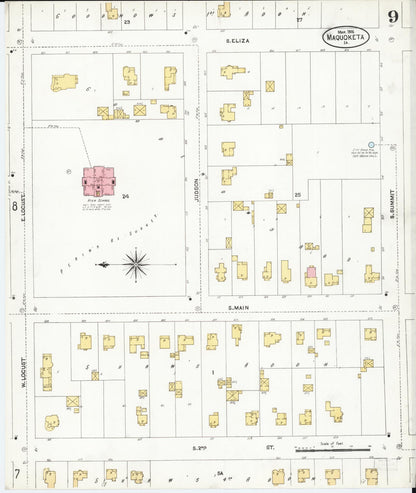 Sanborn Fire Insurance Map from Maquoketa, Jackson County, Iowa (1906), Sheet #0009 - Historic Sanborn Fire Insurance Map Print, vintage old map wall art
