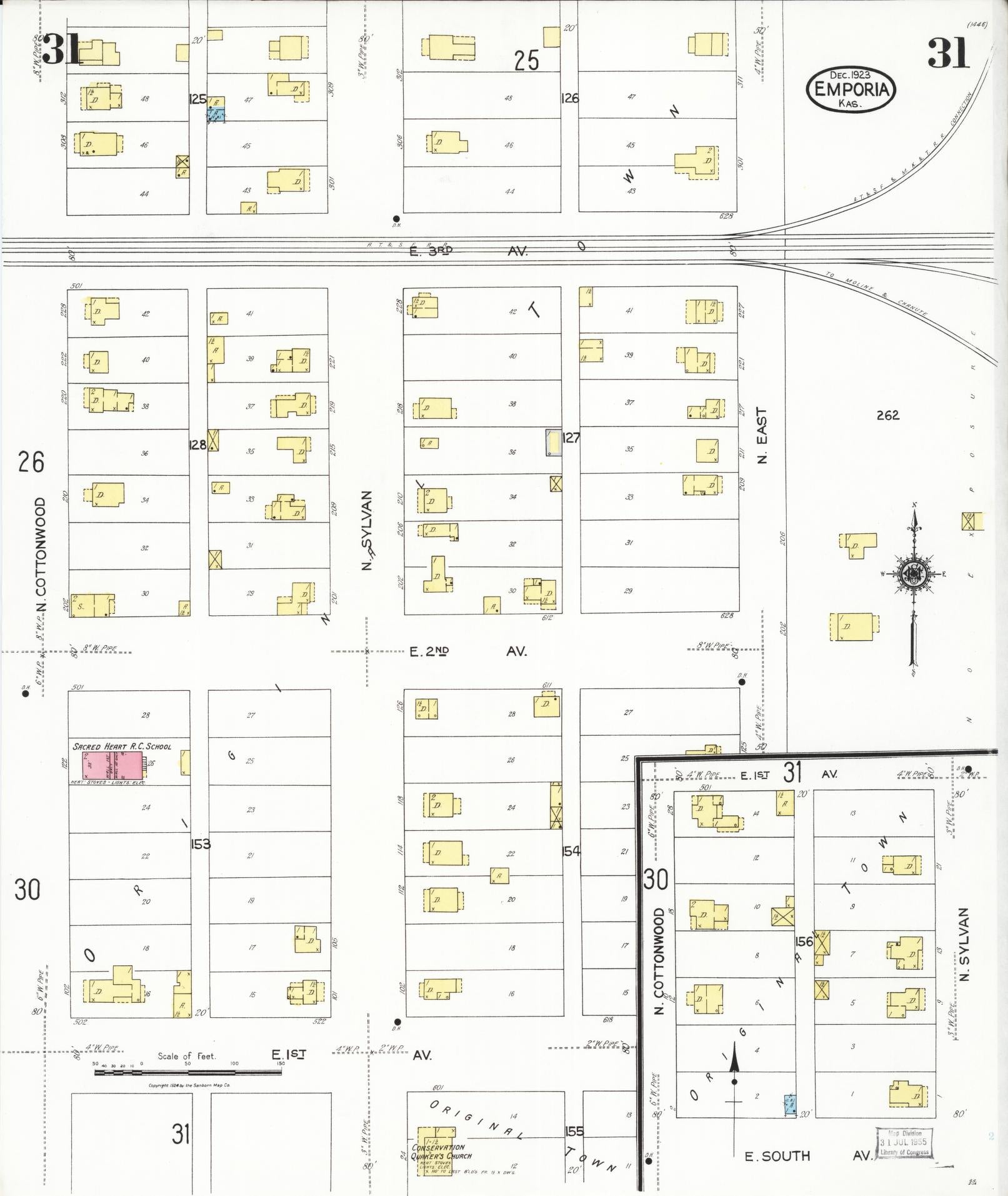Sanborn Fire Insurance Map from Emporia, Lyon County, Kansas (1923), Sheet #0031 - Complete Map Set gallery image, historic Sanborn map, vintage wall art, Kansas Kansas