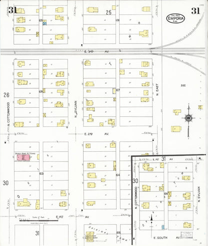 Sanborn Fire Insurance Map from Emporia, Lyon County, Kansas (1923), Sheet #0031 - Complete Map Set gallery image, historic Sanborn map, vintage wall art, Kansas Kansas