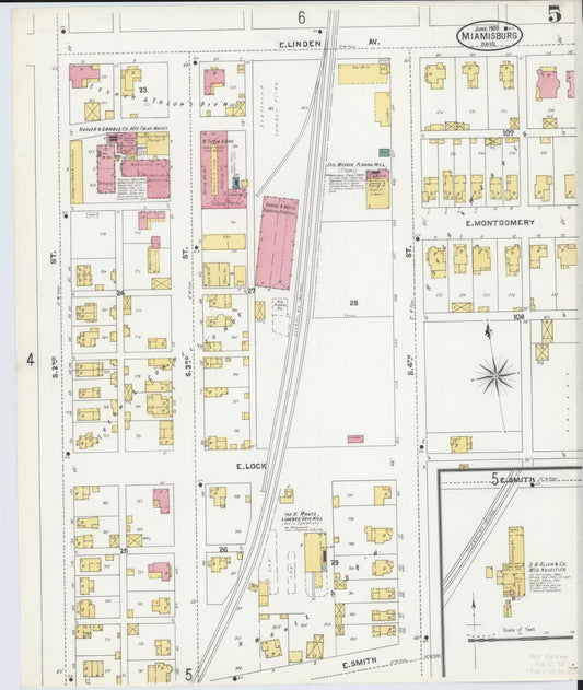 Sanborn Fire Insurance Map from Miamisburg, Montgomery County, Ohio (1905), Sheet #0005 - Historic Sanborn Fire Insurance Map Print, vintage old map wall art, antique decor, genealogy gift, Ohio Ohio map