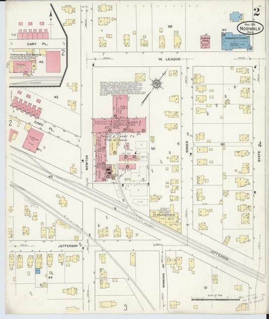 Sanborn Fire Insurance Map from Norwalk, Huron County, Ohio (1911), Sheet #0002 - Historic Sanborn Fire Insurance Map Print, vintage old map wall art, antique decor, genealogy gift, Ohio Ohio map