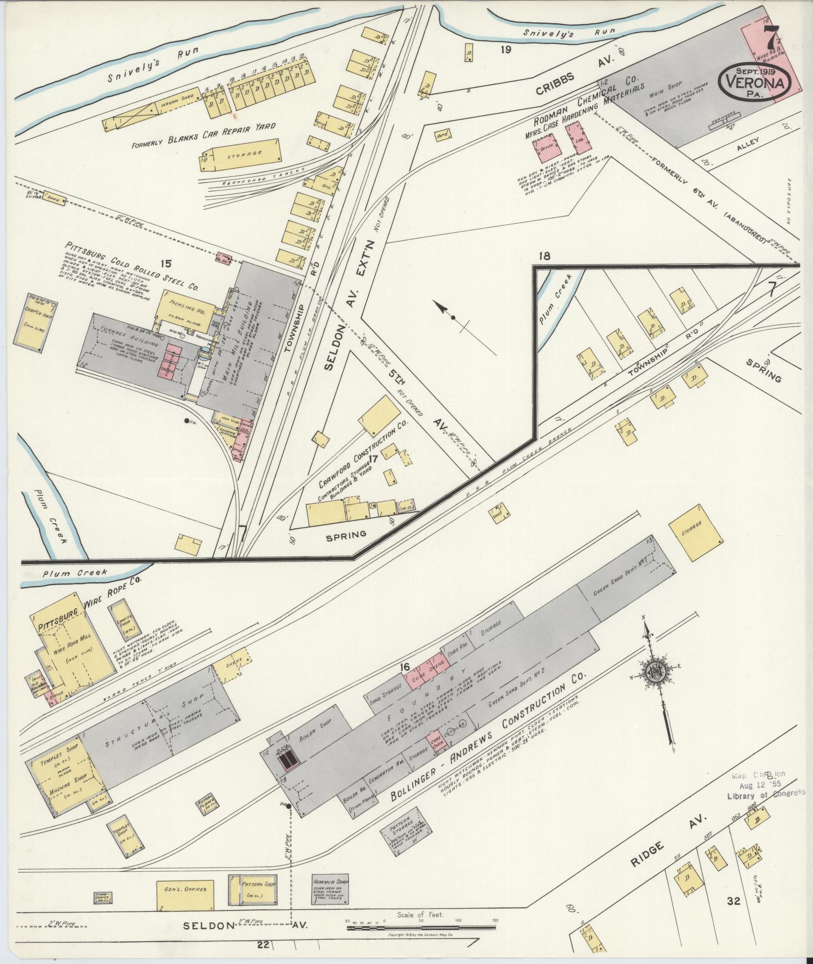 Sanborn Fire Insurance Map from Verona, Allegheny County, Pennsylvania (1919), Sheet #0007 - Complete Map Set gallery image, historic Sanborn map, vintage wall art, Pennsylvania Pennsylvania