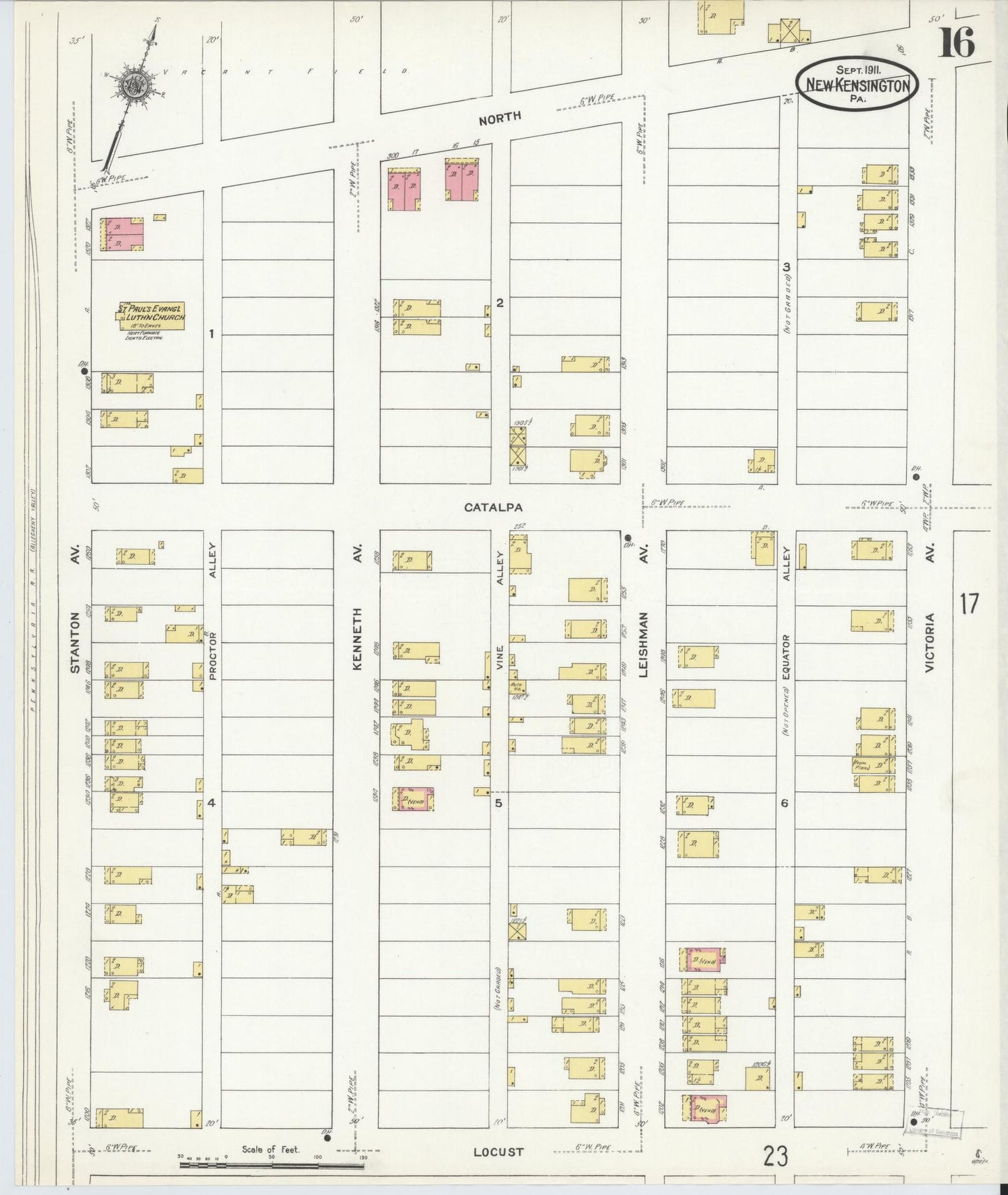 Sanborn Fire Insurance Map from New Kensington, Westmoreland County, Pennsylvania (1911), Sheet #0016 - Complete Map Set gallery image, historic Sanborn map, vintage wall art, Pennsylvania Pennsylvania