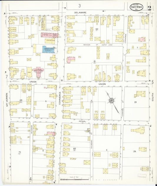 Sanborn Fire Insurance Map from Smyrna, Kent County, Delaware (1915), Sheet #0002 - Historic Sanborn Fire Insurance Map Print, vintage old map wall art, antique decor, genealogy gift, Delaware Delaware map