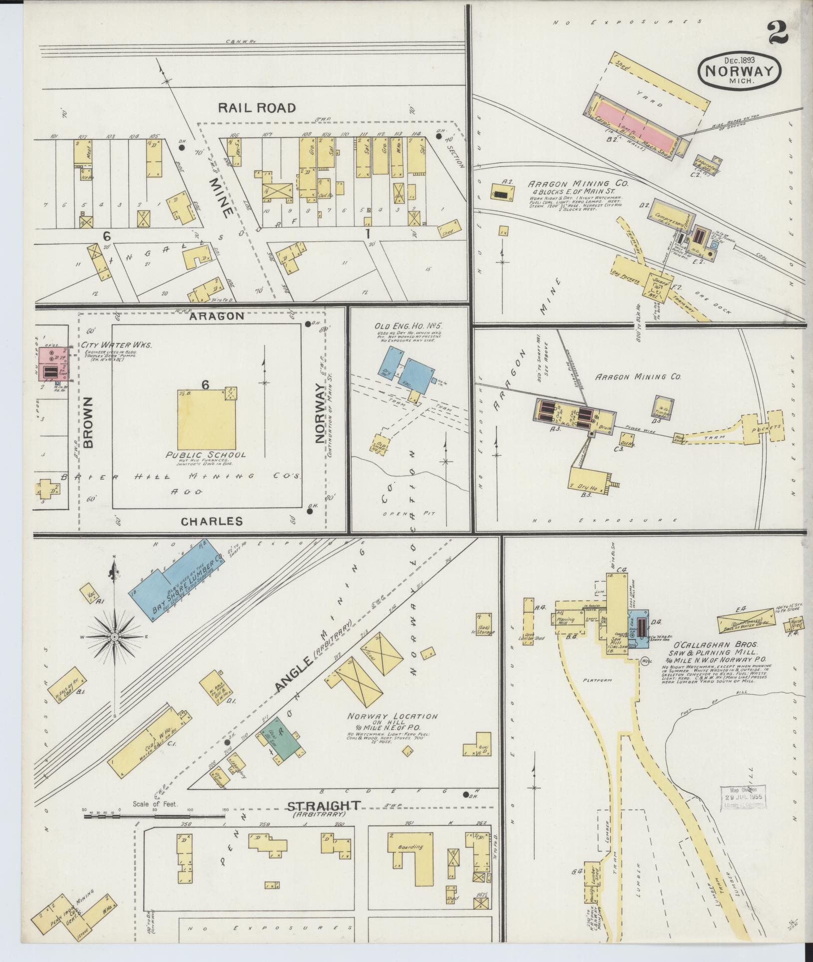 Sanborn Fire Insurance Map from Norway, Dickinson County, Michigan (1893), Sheet #0002 - Complete Map Set gallery image, historic Sanborn map, vintage wall art, Michigan Michigan