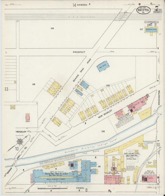 Sanborn Fire Insurance Map from Bristol, Bucks County, Pennsylvania (1915), Sheet #0007 - Historic Sanborn Fire Insurance Map Print, vintage old map wall art, antique decor, genealogy gift, Pennsylvania Pennsylvania map