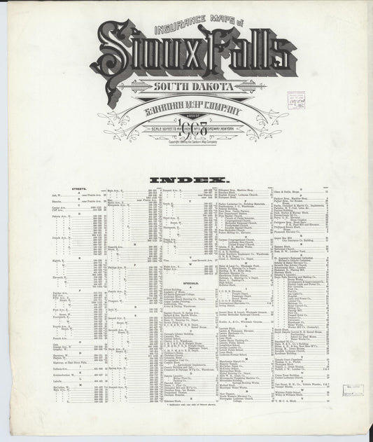 Sanborn Fire Insurance Map from Sioux Falls, Minnehaha County, South Dakota. (1908) – Historic Sanborn Fire Insurance Map Print
