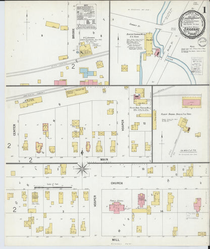 Sanborn Fire Insurance Map from Saranac, Ionia County, Michigan (1900), Sheet #0001 - Historic Sanborn Fire Insurance Map Print, vintage old map wall art, antique decor, genealogy gift, Michigan Michigan map