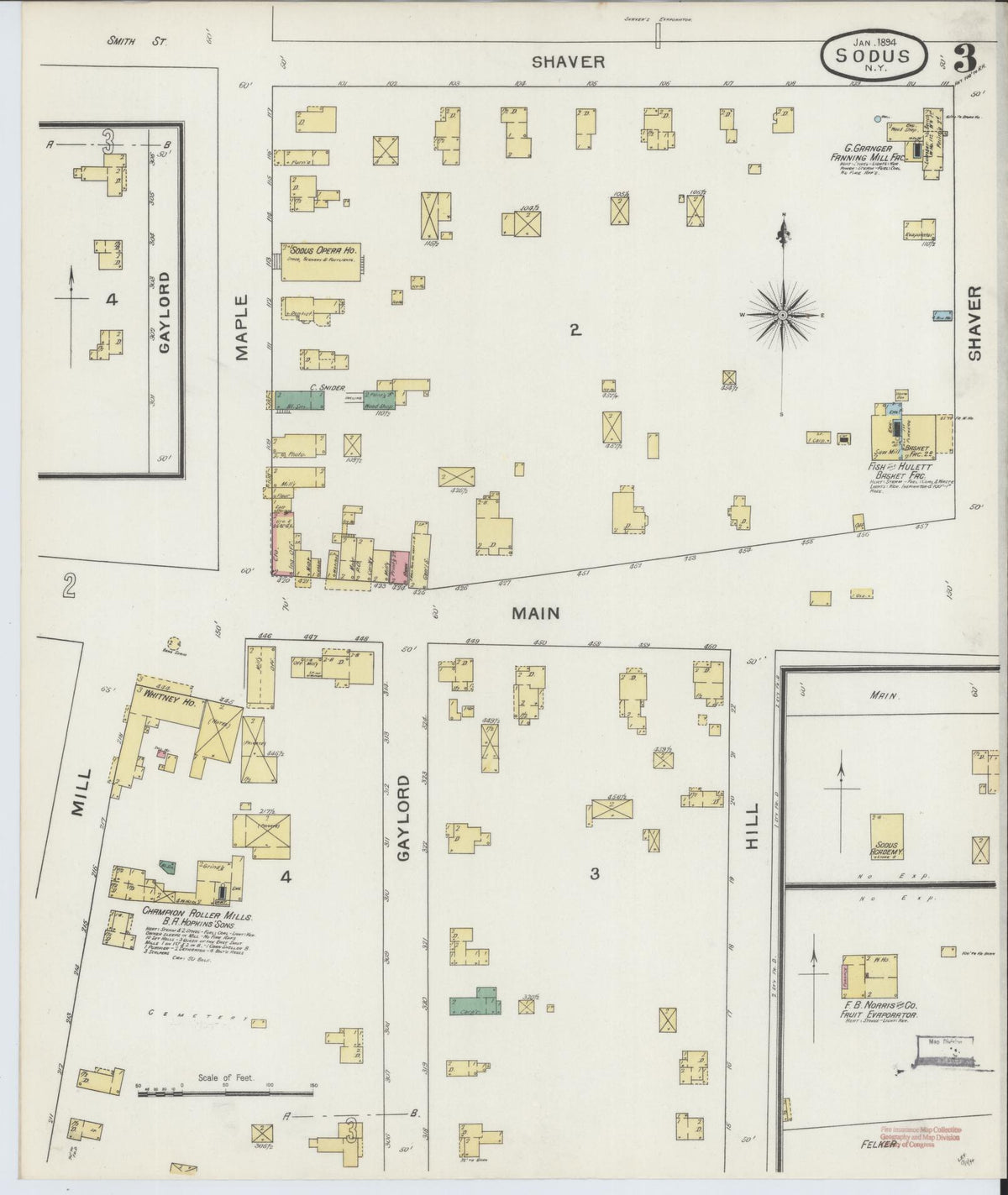 Sanborn Fire Insurance Map from Sodus, Wayne County, New York (1894), Sheet #0003 - Historic Sanborn Fire Insurance Map Print, vintage old map wall art, antique decor, genealogy gift, New York New York map