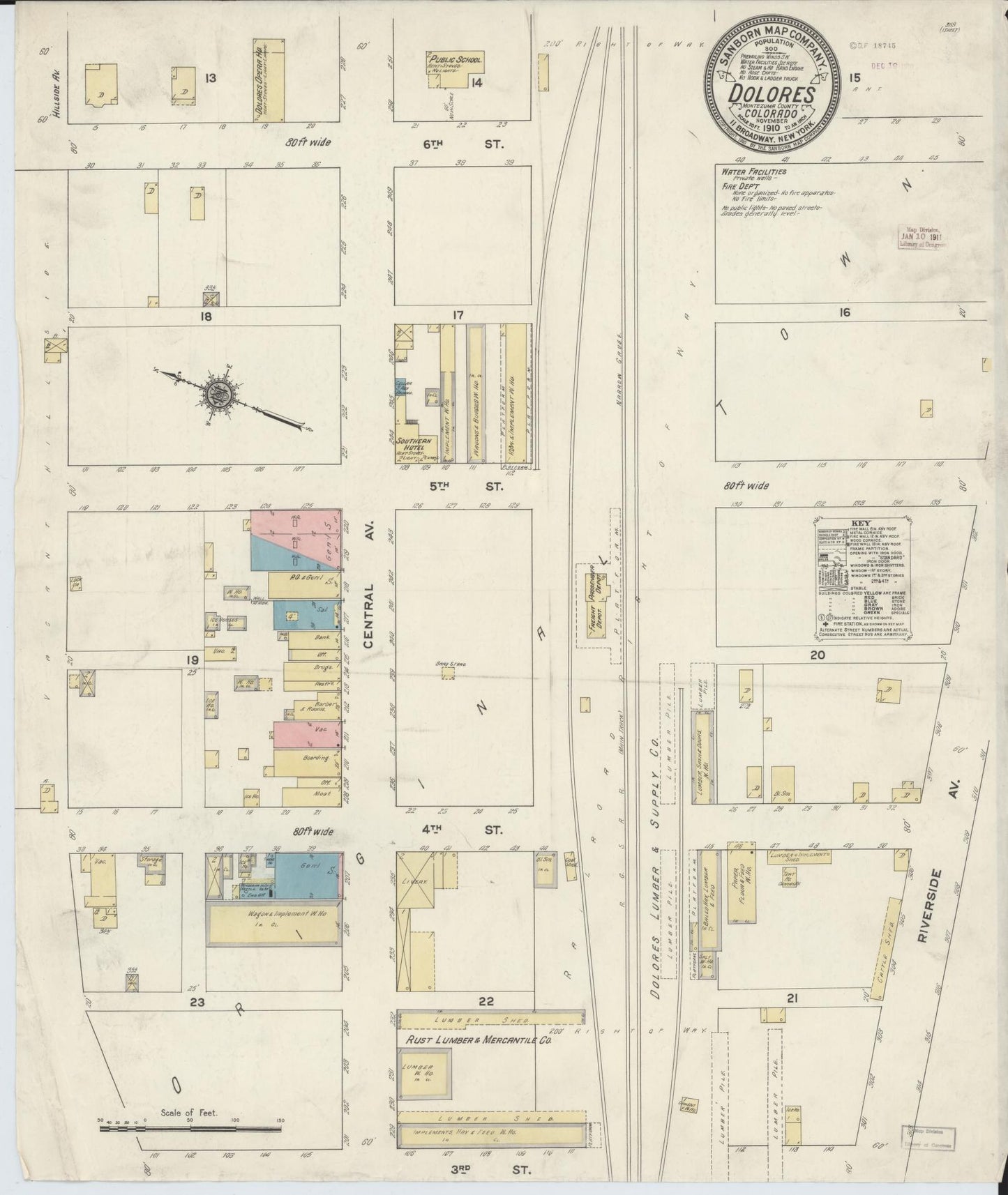 Sanborn Fire Insurance Map from Dolores, Montezuma County, Colorado. (1910) – Historic Sanborn Fire Insurance Map Print