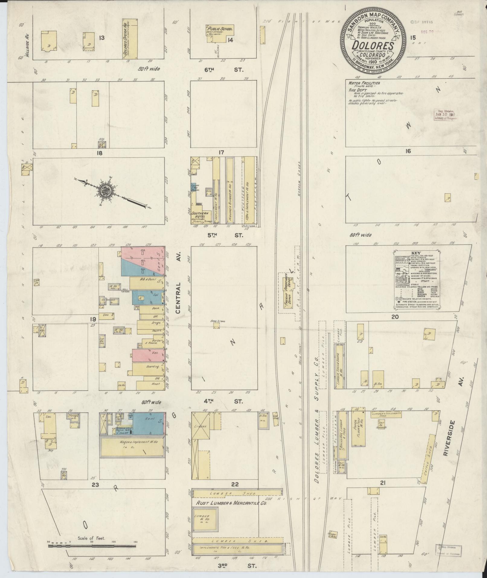 Sanborn Fire Insurance Map from Dolores, Montezuma County, Colorado. (1910) – Historic Sanborn Fire Insurance Map Print