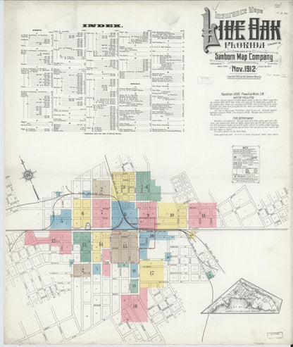Sanborn Fire Insurance Map from Live Oak, Suwanee County, Florida (1912), Sheet #0001 - Complete Map Set gallery image, historic Sanborn map, vintage wall art, Florida Florida