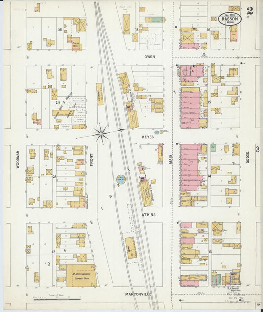 Sanborn Fire Insurance Map from Kasson, Dodge County, Minnesota (1899), Sheet #0002 - Historic Sanborn Fire Insurance Map Print, vintage old map wall art, antique decor, genealogy gift, Minnesota Minnesota map