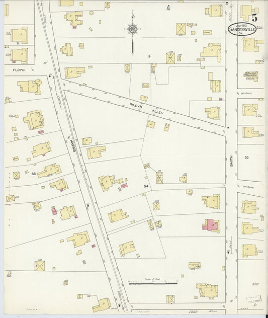 Sanborn Fire Insurance Map from Sandersville, Washington County, Georgia (1913), Sheet #0005 - Historic Sanborn Fire Insurance Map Print, vintage old map wall art, antique decor, genealogy gift, Georgia Georgia map