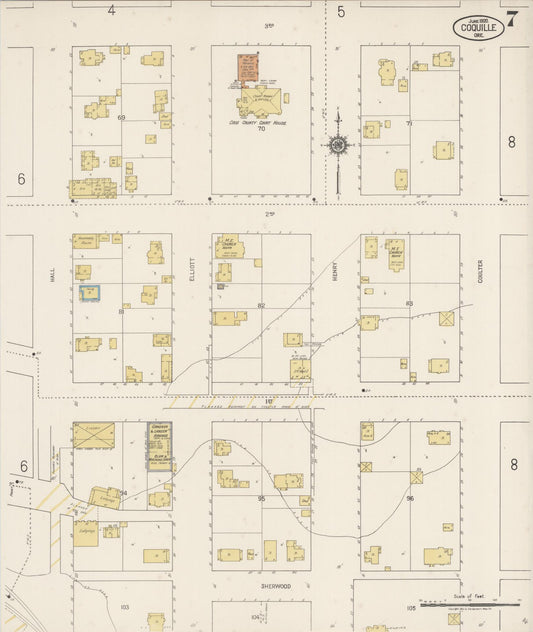 Sanborn Fire Insurance Map from Coquille, Coos County, Oregon (1920), Sheet #0007 - Historic Sanborn Fire Insurance Map Print, vintage old map wall art, antique decor, genealogy gift, Oregon Oregon map