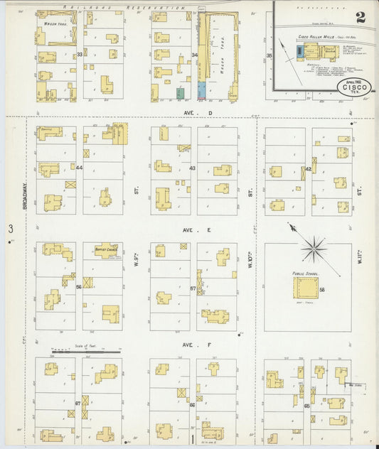 Sanborn Fire Insurance Map from Cisco, Eastland County, Texas (1902), Sheet #0002 - Historic Sanborn Fire Insurance Map Print, vintage old map wall art, antique decor, genealogy gift, Texas Texas map