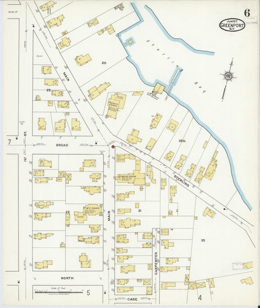 Sanborn Fire Insurance Map from Greenport, Suffolk County, New York (1917), Sheet #0006 - Historic Sanborn Fire Insurance Map Print, vintage old map wall art, antique decor, genealogy gift, New York New York map