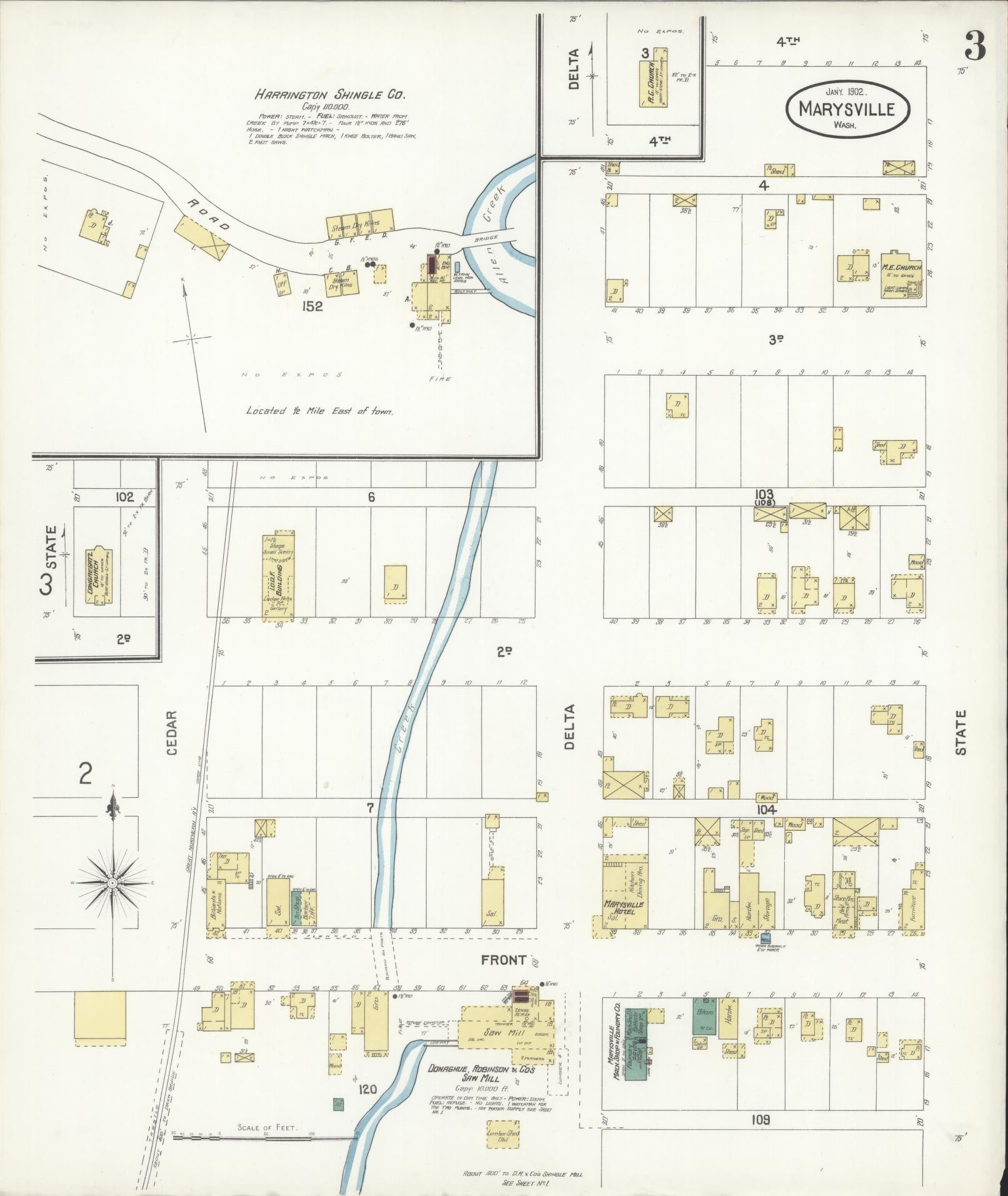 Sanborn Fire Insurance Map from Marysville, Snohomish County, Washington (1902), Sheet #0003 - Complete Map Set gallery image, historic Sanborn map, vintage wall art, Washington Washington