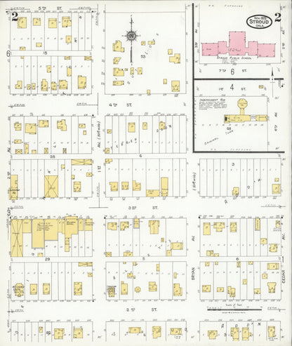 Sanborn Fire Insurance Map from Stroud, Lincoln County, Oklahoma (1925), Sheet #0002 - Complete Map Set gallery image, historic Sanborn map, vintage wall art, Oklahoma Oklahoma