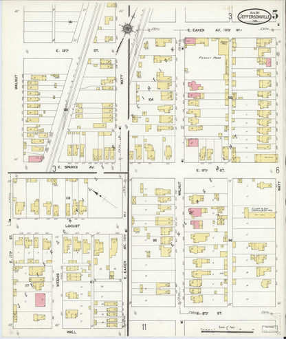 Sanborn Fire Insurance Map from Jeffersonville, Clark County, Indiana (1911), Sheet #0005 - Complete Map Set gallery image, historic Sanborn map, vintage wall art, Indiana Indiana