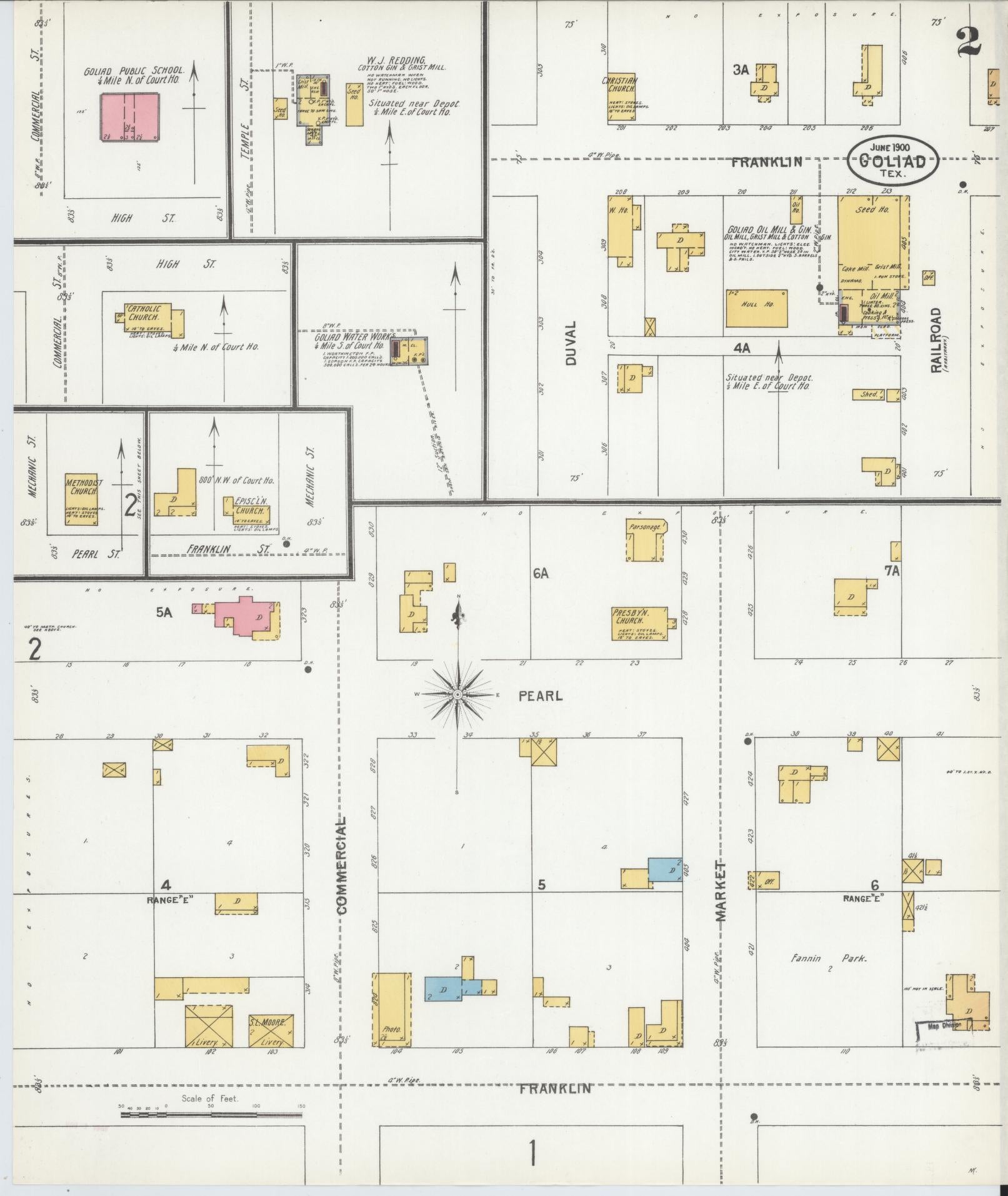 Sanborn Fire Insurance Map from Goliad, Goliad County, Texas (1900), Sheet #0002 - Complete Map Set gallery image, historic Sanborn map, vintage wall art, Texas Texas