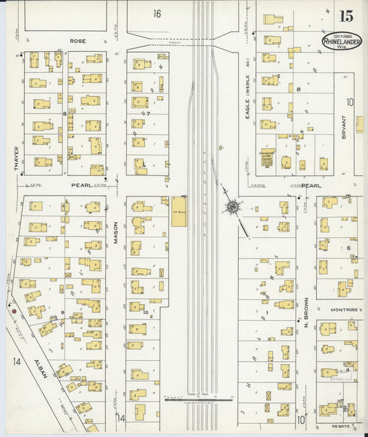 Sanborn Fire Insurance Map from Rhinelander, Oneida County, Wisconsin (1920), Sheet #0015 - Historic Sanborn Fire Insurance Map Print, vintage old map wall art, antique decor, genealogy gift, Wisconsin Wisconsin map