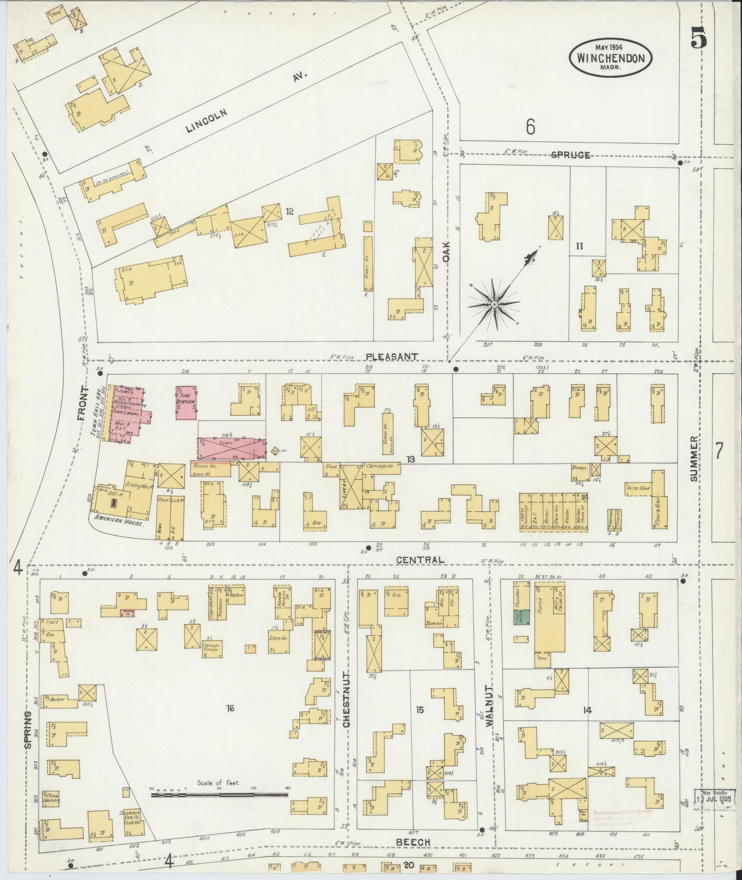 Sanborn Fire Insurance Map from Winchendon, Worcester County, Massachusetts (1904), Sheet #0005 - Complete Map Set gallery image, historic Sanborn map, vintage wall art, Massachusetts Massachusetts