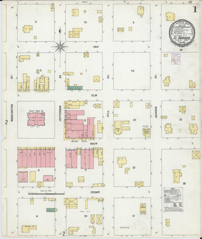 Sanborn Fire Insurance Map from El Dorado, Union County, Arkansas (1901), Sheet #0001 - Complete Map Set gallery image, historic Sanborn map, vintage wall art, Arkansas Arkansas