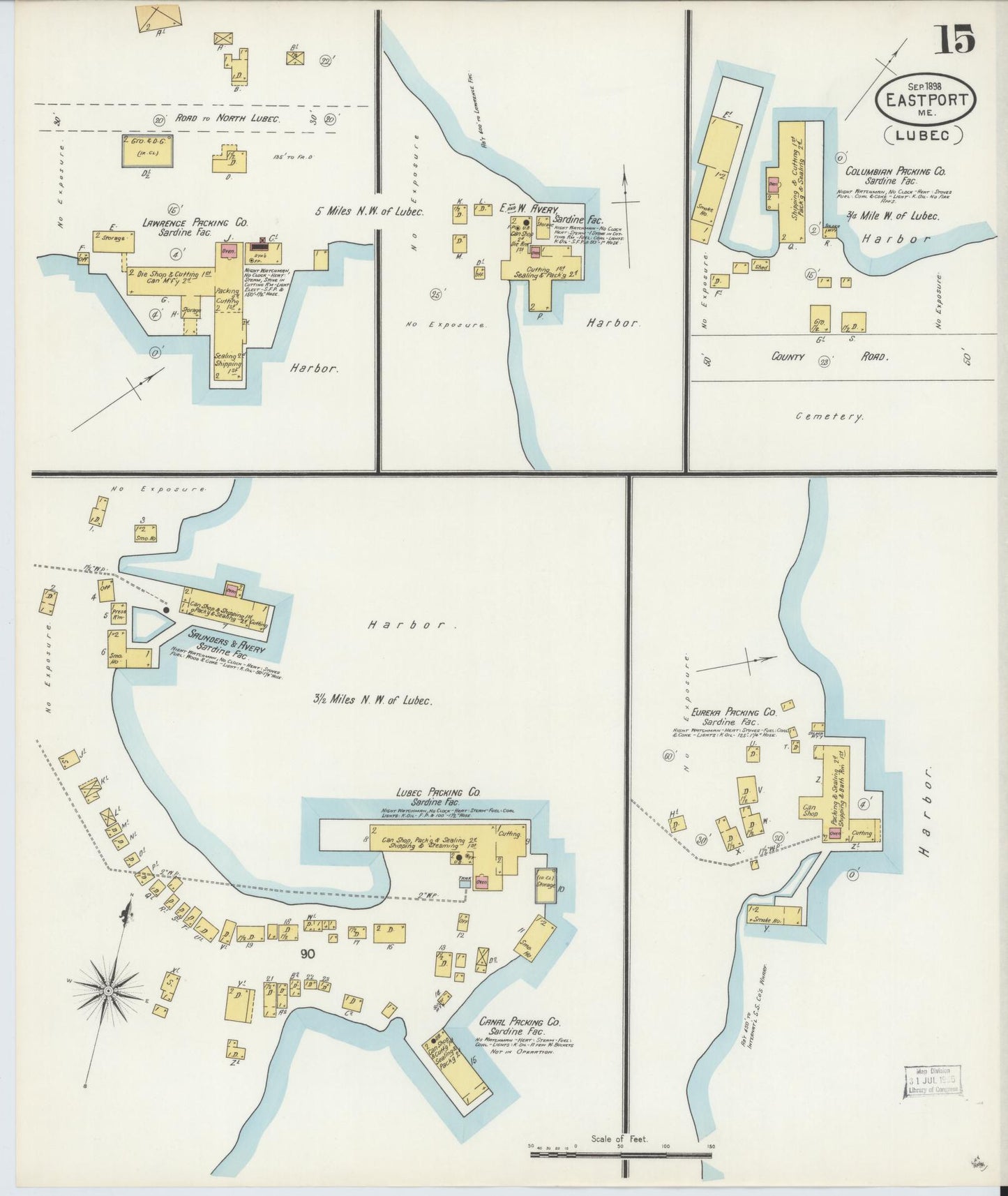 Sanborn Fire Insurance Map from Eastport, Washington County, Maine (1898), Sheet #0015 - Complete Map Set gallery image, historic Sanborn map, vintage wall art, Maine Maine