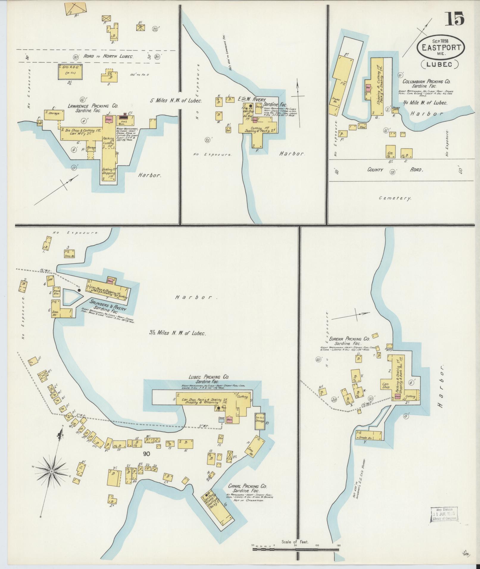 Sanborn Fire Insurance Map from Eastport, Washington County, Maine (1898), Sheet #0015 - Complete Map Set gallery image, historic Sanborn map, vintage wall art, Maine Maine