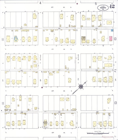 Sanborn Fire Insurance Map from Nampa, Canyon County, Idaho (1921), Sheet #0012 - Complete Map Set gallery image, historic Sanborn map, vintage wall art, Idaho Idaho