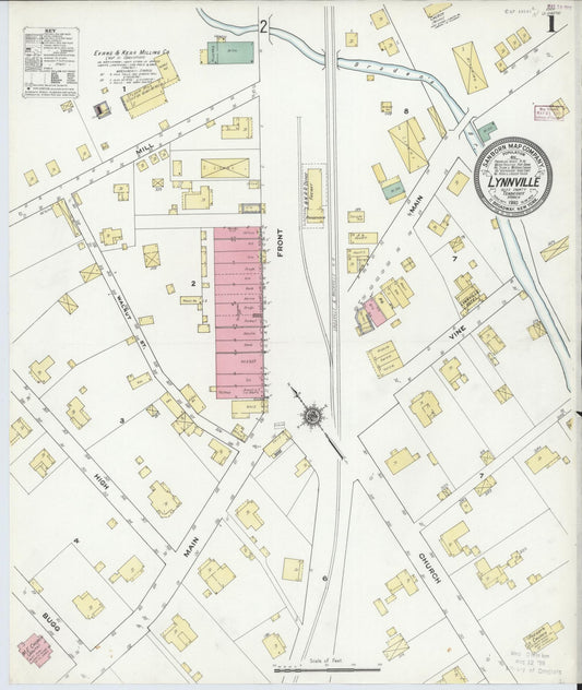 Sanborn Fire Insurance Map from Lynnville, Giles County, Tennessee (1910), Sheet #0001 - Historic Sanborn Fire Insurance Map Print, vintage old map wall art, antique decor, genealogy gift, Tennessee Tennessee map
