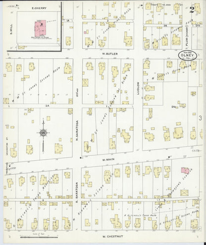 Sanborn Fire Insurance Map from Olney, Richland County, Illinois (1910), Sheet #0002 - Complete Map Set gallery image, historic Sanborn map, vintage wall art, Illinois Illinois
