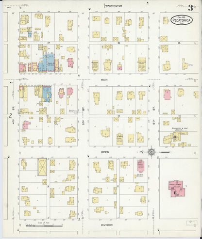 Sanborn Fire Insurance Map from Pecatonica, Winnebago County, Illinois (1912), Sheet #0003 - Historic Sanborn Fire Insurance Map Print, vintage old map wall art, antique decor, genealogy gift, Illinois Illinois map