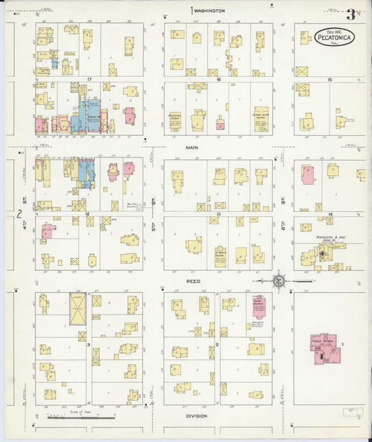 Sanborn Fire Insurance Map from Pecatonica, Winnebago County, Illinois (1912), Sheet #0003 - Historic Sanborn Fire Insurance Map Print, vintage old map wall art, antique decor, genealogy gift, Illinois Illinois map