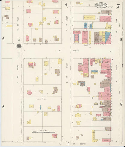 Sanborn Fire Insurance Map from Brigham City, Box Elder County, Utah (1917), Sheet #0007 - Complete Map Set gallery image, historic Sanborn map, vintage wall art, Utah Utah